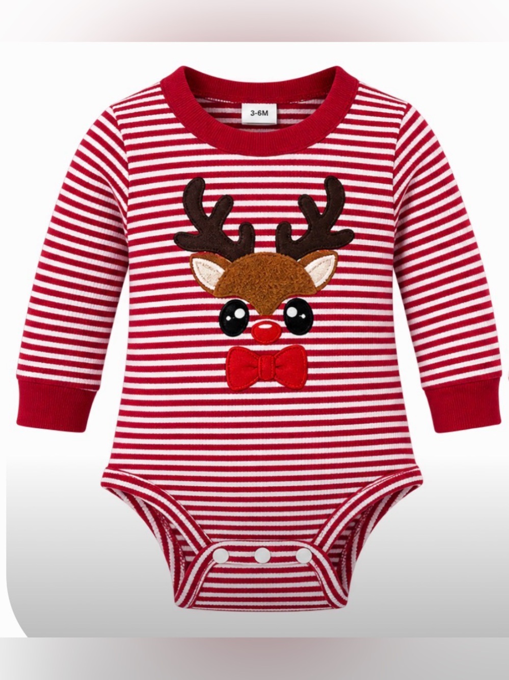 Red and White Reindeer Baby Onesie 3-6 Months